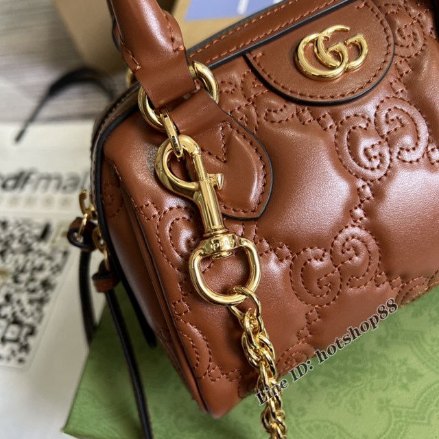 Gucci官網2022新款壓花G全皮女包 古馳G Gmatelassé皮革鏈條肩背包702251 gqy4635